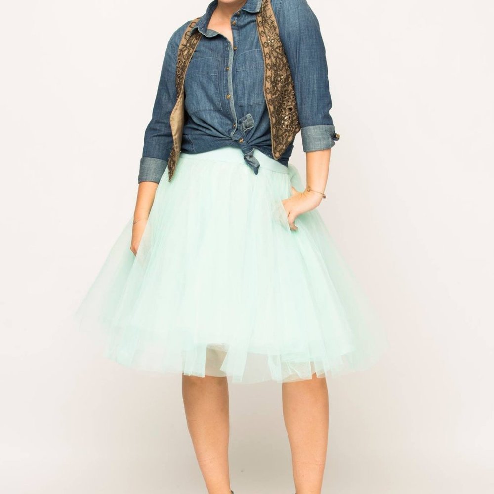 NWT Over the Knee Mint tulle skirt